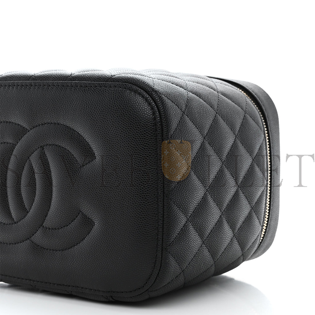 Ch*el caviar quilted large vanity pouch black (20*15*13cm)